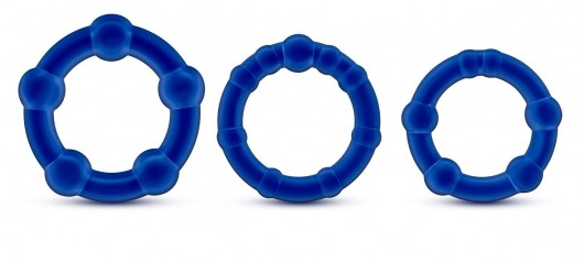 Набор из 3 синих эрекционных колец Stay Hard Beaded Cockrings - Blush Novelties - в Грозном купить с доставкой
