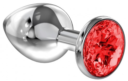 Большая серебристая анальная пробка Diamond Red Sparkle Large с красным кристаллом - 8 см. - Lola Games - купить с доставкой в Грозном