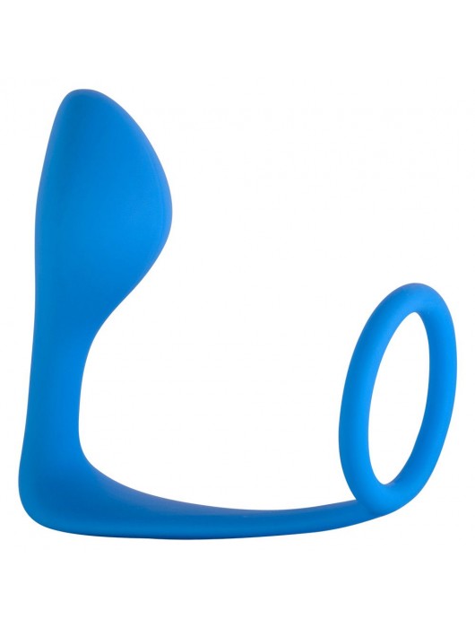 Синее эрекционное кольцо с анальной пробкой Button Anal Plug - Lola Games - в Грозном купить с доставкой