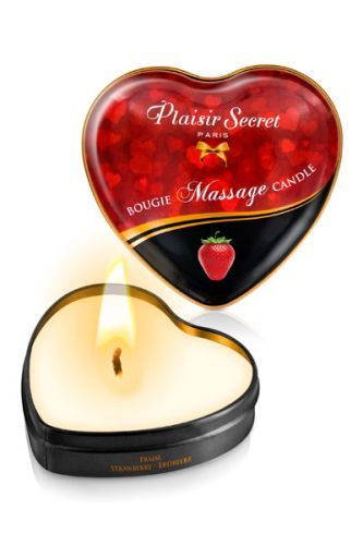 Массажная свеча с ароматом клубники Bougie Massage Candle - 35 мл. - Plaisir Secret - купить с доставкой в Грозном