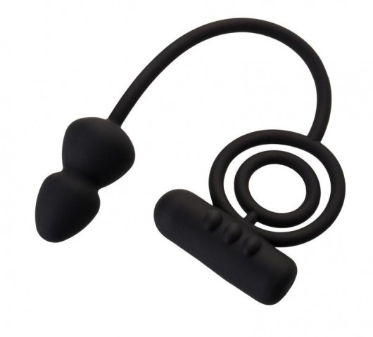 Чёрное эрекционное кольцо с вибропулькой и анальным хвостом - Erotist Adult Toys - в Грозном купить с доставкой