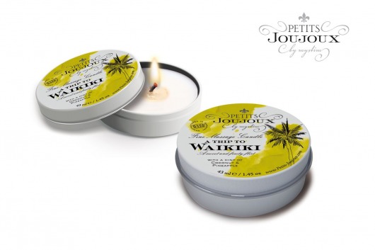 Массажная свеча Petits Joujoux Waikiki Beach с ароматом кокоса и ананаса - 33 гр. - MyStim - купить с доставкой в Грозном