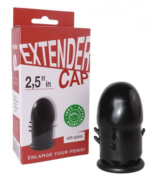 Чёрный латексный удлинитель пениса 2.5 in с шипиками - Sitabella - в Грозном купить с доставкой