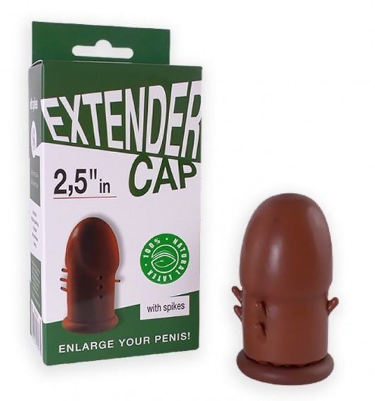 Коричневый латексный удлинитель пениса 2.5 in с шипиками - Sitabella - в Грозном купить с доставкой