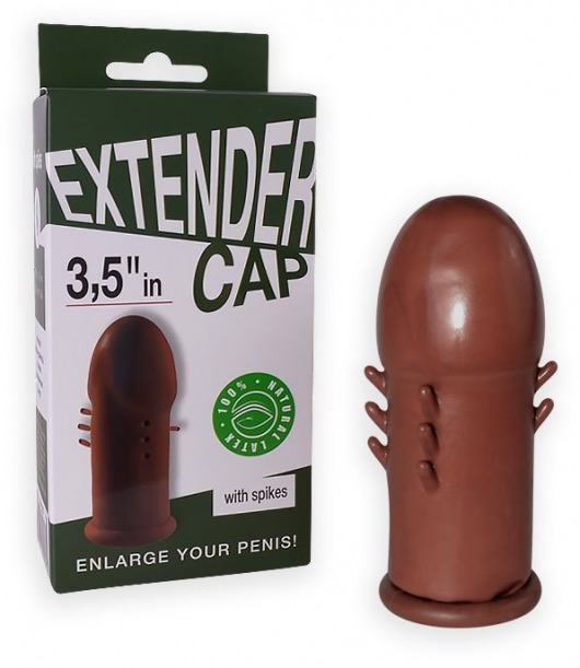 Коричневый латексный удлинитель пениса 3.5 in с шипиками - Sitabella - в Грозном купить с доставкой