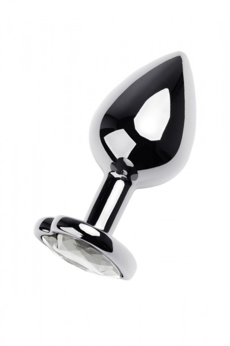 Серебристая анальная пробка с прозрачным кристаллом-сердцем - 8 см. - ToyFa - купить с доставкой в Грозном