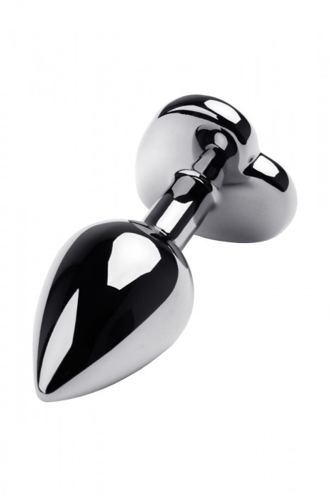 Серебристая анальная пробка с прозрачным кристаллом-сердцем - 8 см. - ToyFa - купить с доставкой в Грозном