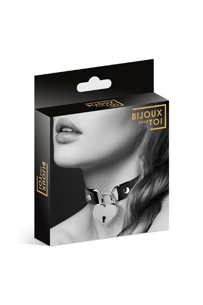 Черный чокер с замком в форме сердца - Bijoux Pour Toi - купить с доставкой в Грозном