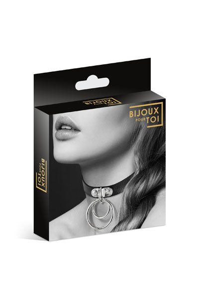 Черный чокер с двумя кольцами - Bijoux Pour Toi - купить с доставкой в Грозном