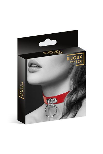 Красный узенький чокер с кольцом - Bijoux Pour Toi - купить с доставкой в Грозном
