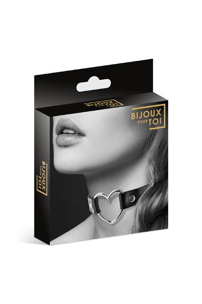 Чёрный чокер с кольцом в форме сердца - Bijoux Pour Toi - купить с доставкой в Грозном