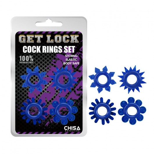 Набор из 4 синих колец Get Lock - Chisa - в Грозном купить с доставкой