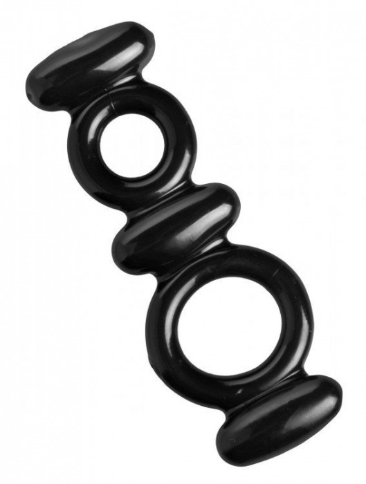 Двойное эрекционное кольцо Dual Stretch To Fit Cock and Ball Ring - XR Brands - в Грозном купить с доставкой