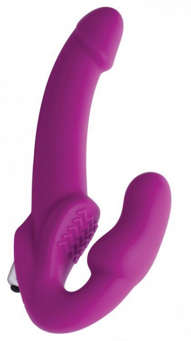 Ярко-розовый безремневой вибрострапон Evoke Vibrating Strapless Silicone Strap-on Dildo - XR Brands - купить с доставкой в Грозном