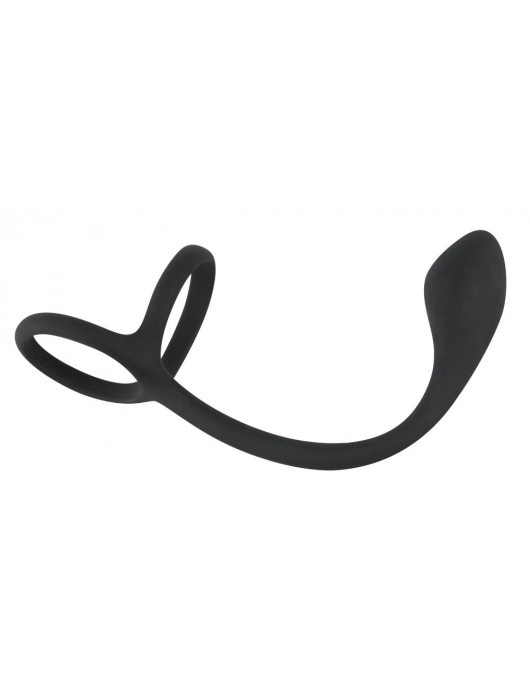 Эрекционное кольцо с утяжкой на мошонку и анальным плаг Black Velvets - Orion - в Грозном купить с доставкой