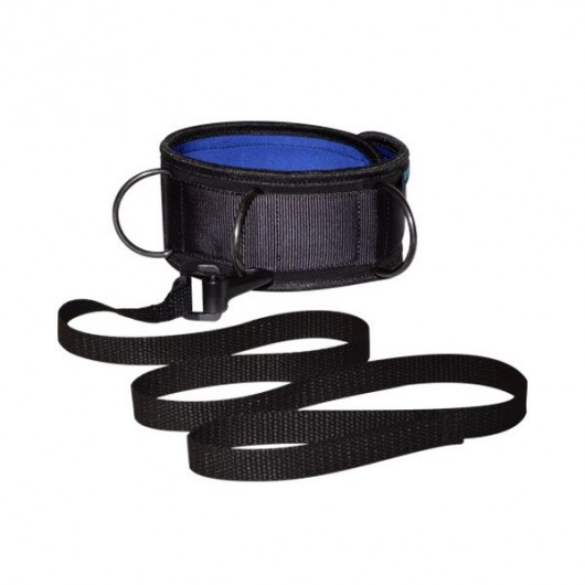 Чёрно-синий неопреновый ошейник с поводком - Sitabella - купить с доставкой в Грозном