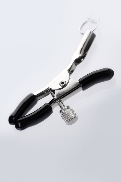 Серебристо-чёрные зажимы для сосков с кольцом для пениса TOYFA Metal - ToyFa - купить с доставкой в Грозном