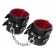 Черные кожаные наручники с двумя ремнями и красной подкладкой - Pecado - купить с доставкой в Грозном